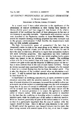 On Contact Rectification by Metallic Germanium