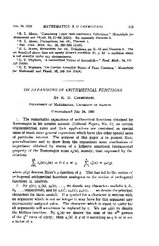 On expansions of arithmetical functions