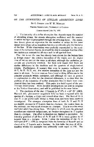 On The Intensities Of Stellar Absorption Lines