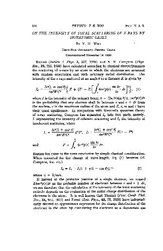 On the intensity of total scattering of x-rays by monatomis gases