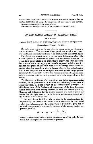 On the Raman effect in diatomis gases. I