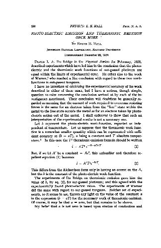Photo-Electric Emission and Thermionic Emission Once More