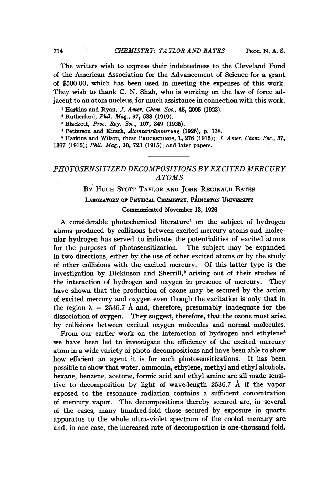 Photosensitized Decompositions by Excited Mercury Atoms