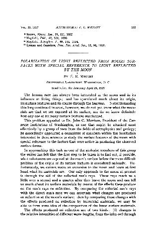 Polarization of Light Reflected from Rough Surfaces with Special Reference to Light Reflected by the Moon