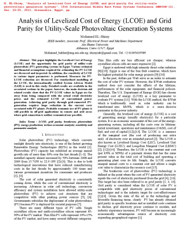 Analysis of Levelized Cost of Energy (LCOE) and Grid  Parity for Utility-Scale Photovoltaic Generation Systems