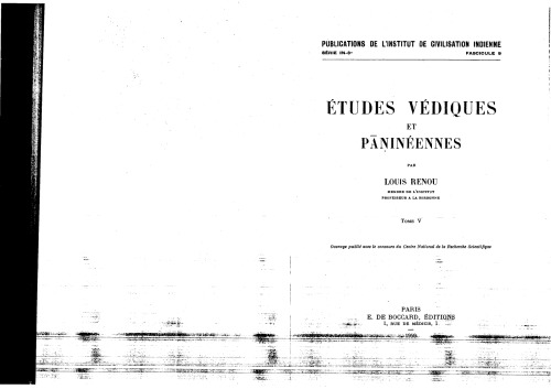 Etudes védiques et pāṇinéennes 5