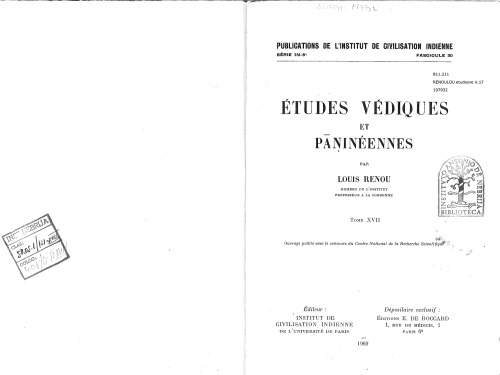 Etudes védiques et pāṇinéennes 17