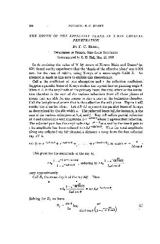 The Depth of the Effective Plane in X-Ray Crystal Penetration