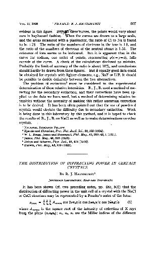 The Distribution of Diffracting Power in Certain Crystals