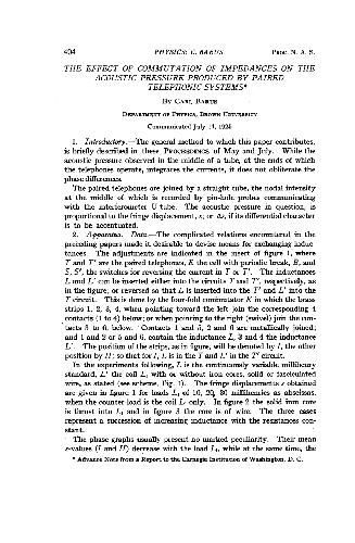 The Effect of Commutation of Impedances on the Acoustic Pressure Produced by Paired Telephonic Systems