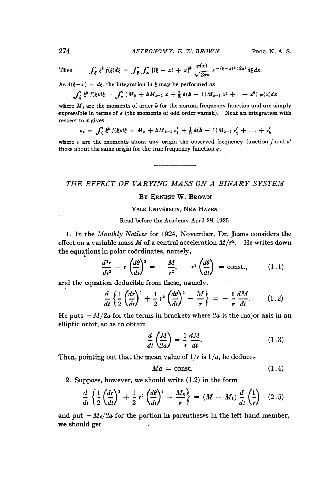 The Effect of Varying Mass on a Binary System