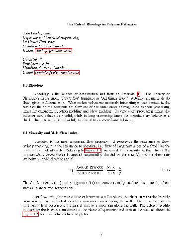 The Role of Rheology in Polymer Extrusion