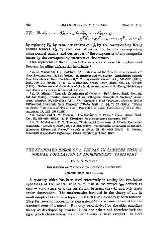 The Standard Error of a Tetrad in Samples from a Normal Population of Independent Variables