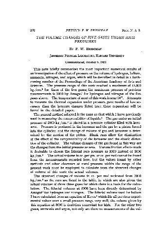 The volume Changes of Five Gases under High Pressures