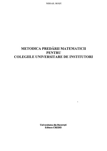 Metodica predarii matematicii pentru colegiile univestitare de institutori