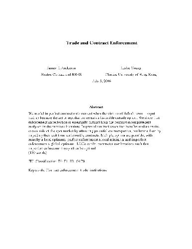 Trade and Contract Enforcement