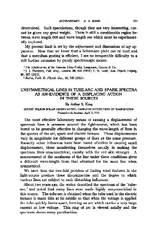 Unsymmetrical Lines in Tube-Arc and Spark Spectra as an Evidence of a Displacing Action in These Sources