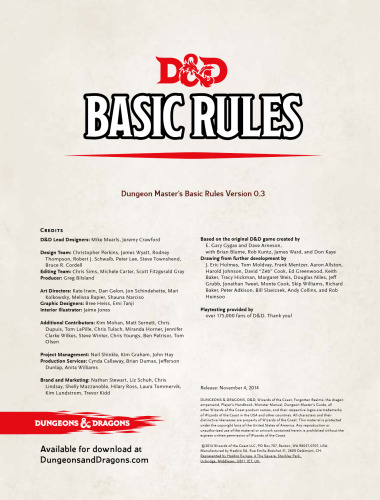 Dungeons & Dragons: Dungeon Master’s Basic Rules Version 0.3