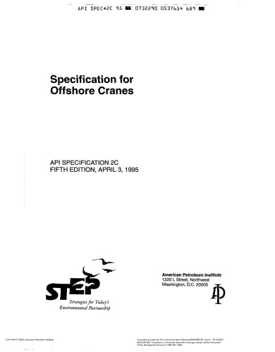 API-SPEC-2C-SPECIFICATION FOR OFFSHORE CRANES