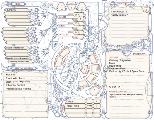 Numenera: Vortex Pregenerated Characters