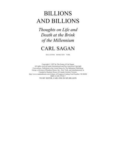 Billions and Billions:  Thoughts on Life and Death at the Brink of the Millennium