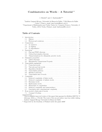 Combinatorics on Words -- A Tutorial