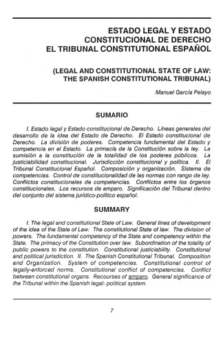 Estado Legal y Estado Constitucional de Derecho - El Tribunal Constitucional Español
