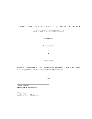 Combinatorial formulas connected to diagonal harmonics and Macdonald polynomials