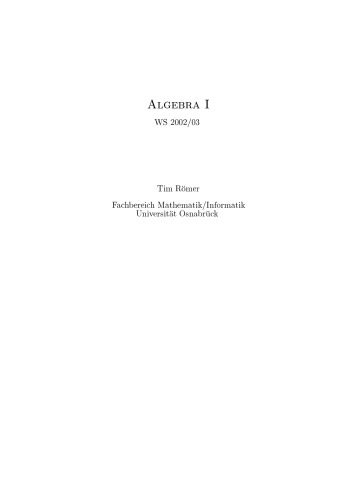 Algebra I (WS 2002/03)