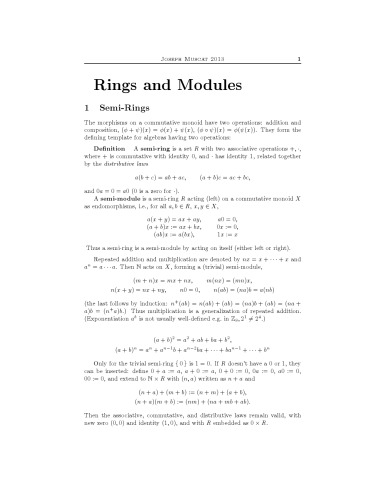 Rings and Modules [expository notes]