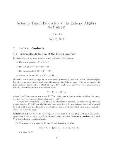 Notes on Tensor Products and the Exterior Algebra [Lecture notes]