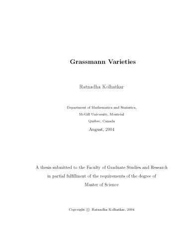 Grassmann Varieties [master's thesis]