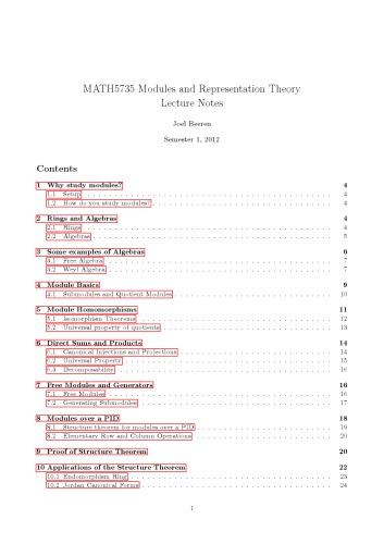 Modules and Representation Theory [Lecture notes]