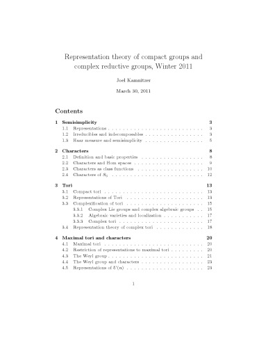 Representation theory of compact groups and complex reductive groups [Lecture notes]