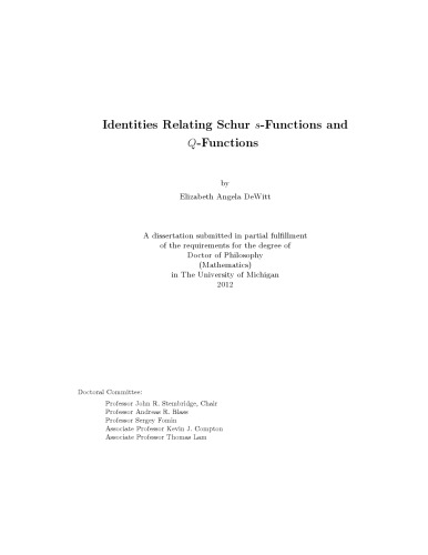 Identities Relating Schur s-Functions and Q-Functions [PhD thesis]