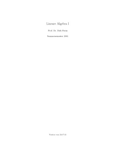 Lineare Algebra I [Lecture notes]