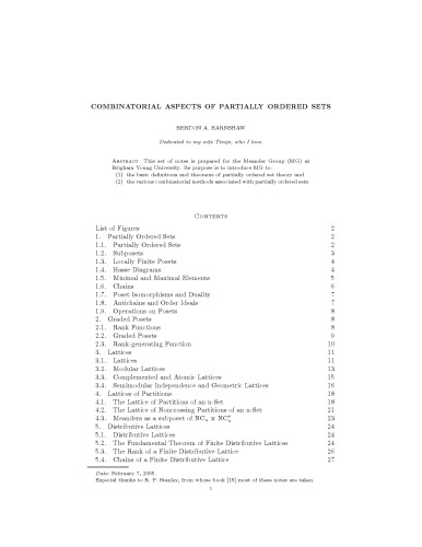 Combinatorial aspects of partially ordered sets [Lecture notes]