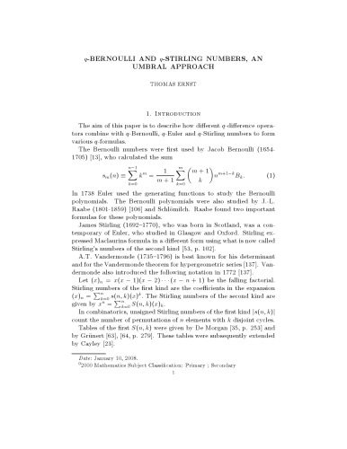 q-Bernoulli and q-Stirling numbers, an umbral approach [expository notes]