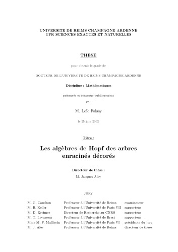 Les algèbres de Hopf des arbres enracinés décorés [PhD thesis]