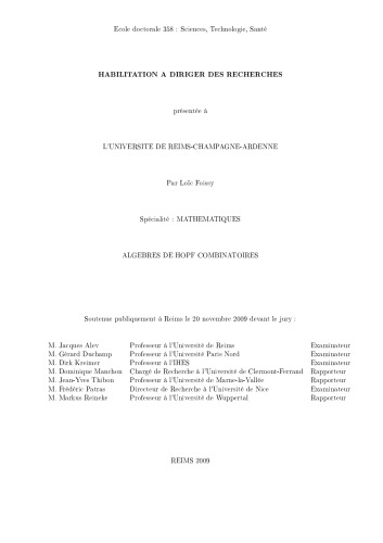 Algèbres de Hopf combinatoires [Habilitation]