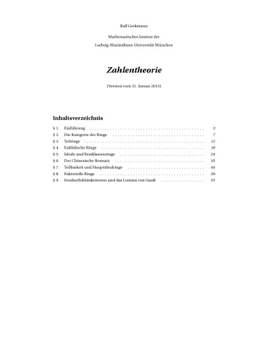 Zahlentheorie