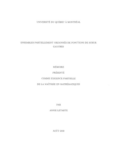 Ensembles partiellement ordonnés de fonctions de Schur gauches