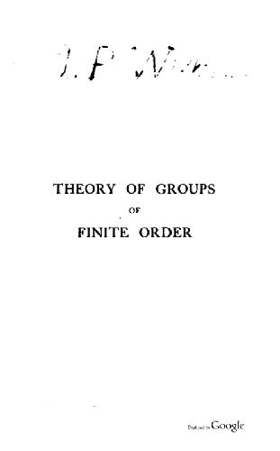 Theory of groups of finite order