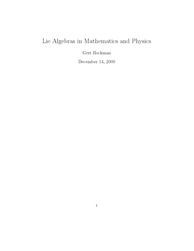 Lie Algebras in Mathematics and Physics [Lecture notes]