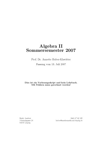 Algebra II Sommersemester 2007