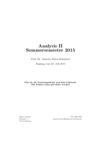 Analysis II Sommersemester 2015