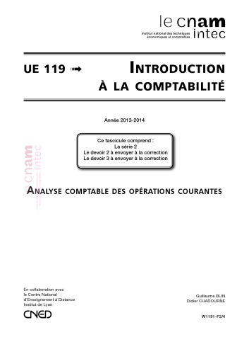 UE 119 Introduction à la comptabilité 119 Série 2