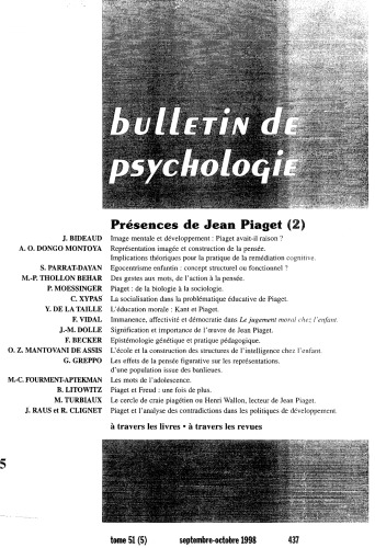 Présences de Jean Piaget