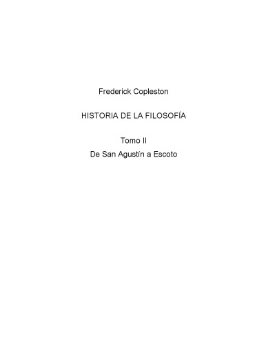 Historia de la Filosofía Tomo 2: De San Agustín a Escoto