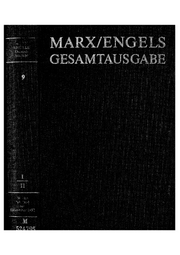 Werke, Artikel, Entwürfe Juli 1851 bis Dezember 1852